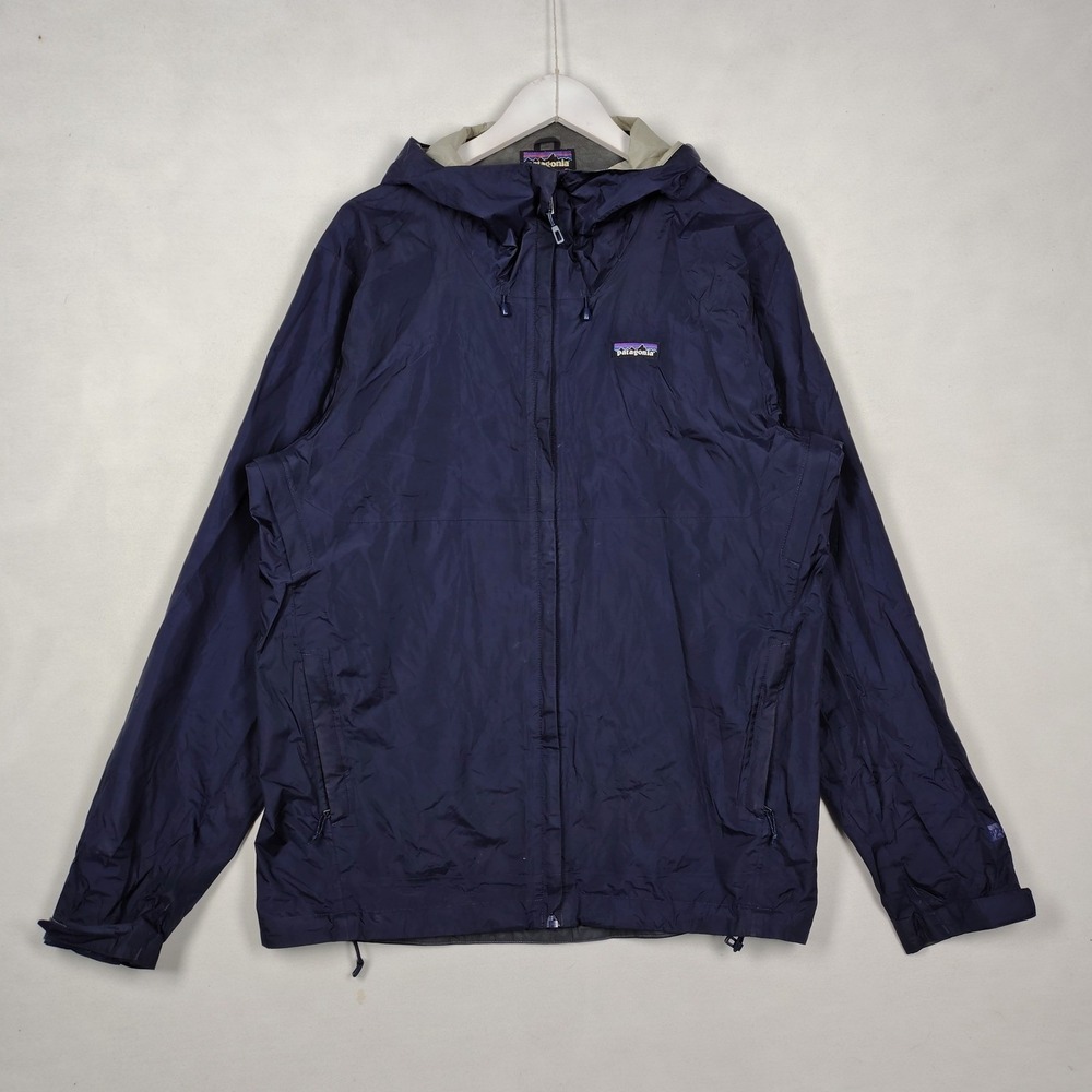 Patagonia H2No Hooded Packable Shell Jacket Navy Blue Mens Large 1198